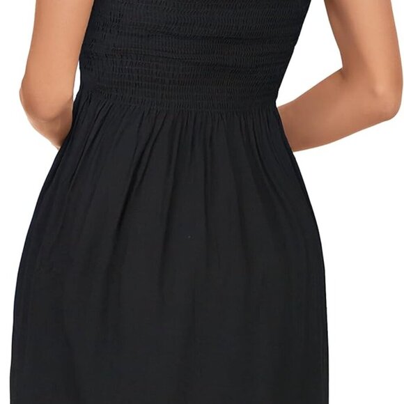 Women Summer Dress Rayon Strapless Boho Beach Cover Up Sundress - Picture 4 of 4